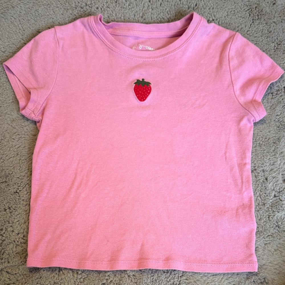 Pink Kids T-Shirt with Strawberry Patch